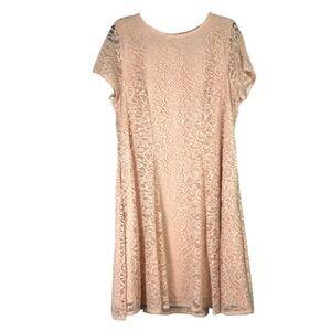 Torrid Peach Pink Floral Lace Short Sleeve A-Line Dress 13590992 Size 1